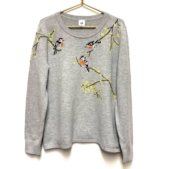 CAbi Gray Sweater with Bird Embroidery - Picture 6 of 11